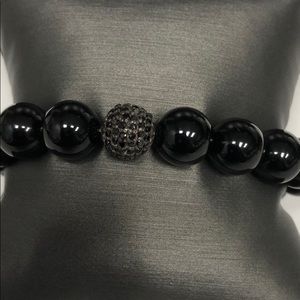 High-Impact Glossy Onyx & Black Diamond Bracelet